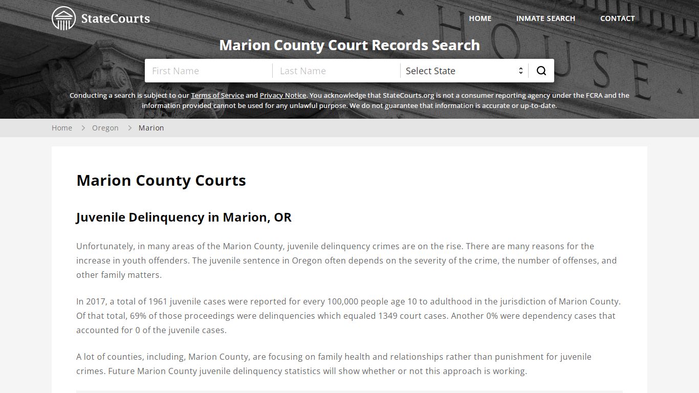 Marion County, OR Courts - Records & Cases - StateCourts